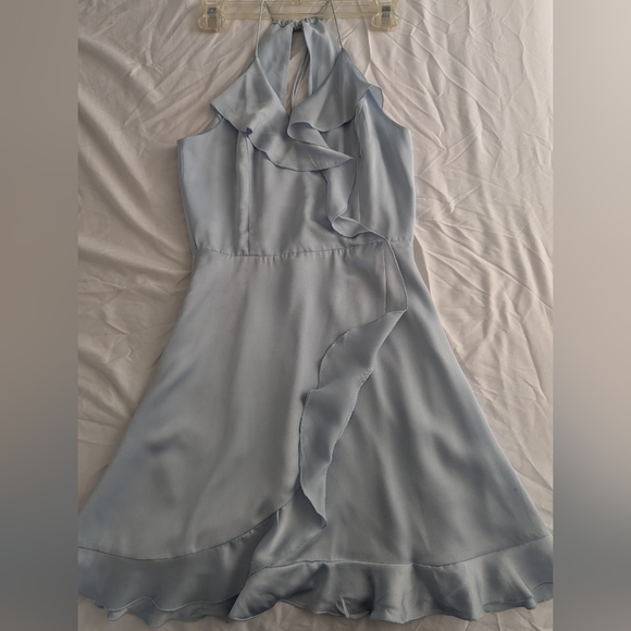 Dynamite A line Baby Blue Mini Dress with Frills - Picture 1 of 3